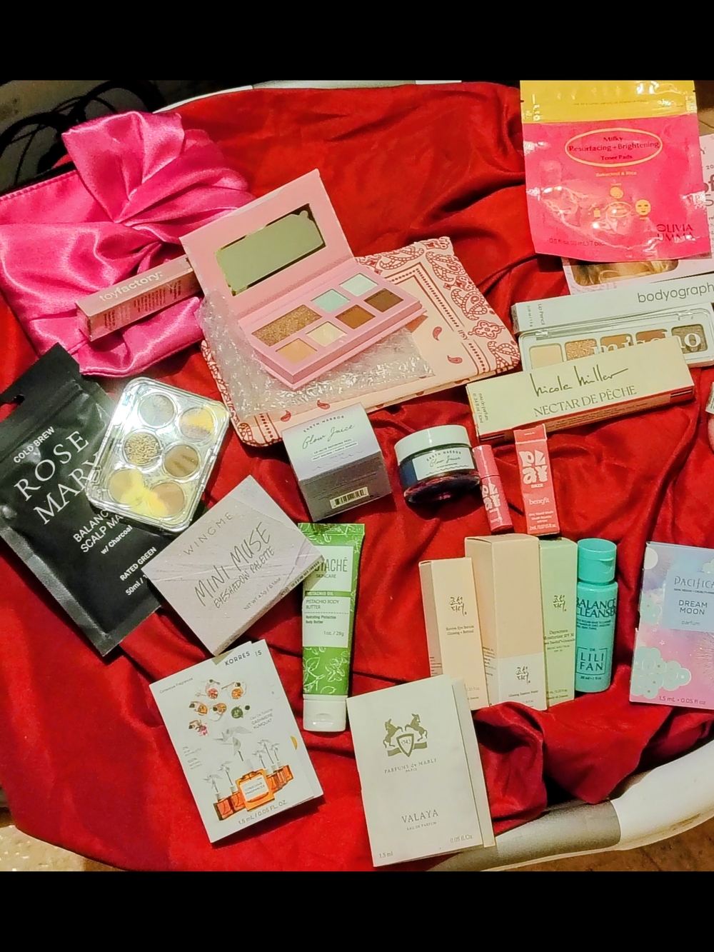 Sephora Pink and Gold Eyeshadow Palette with Assorted Skincare and Makeup X 25
